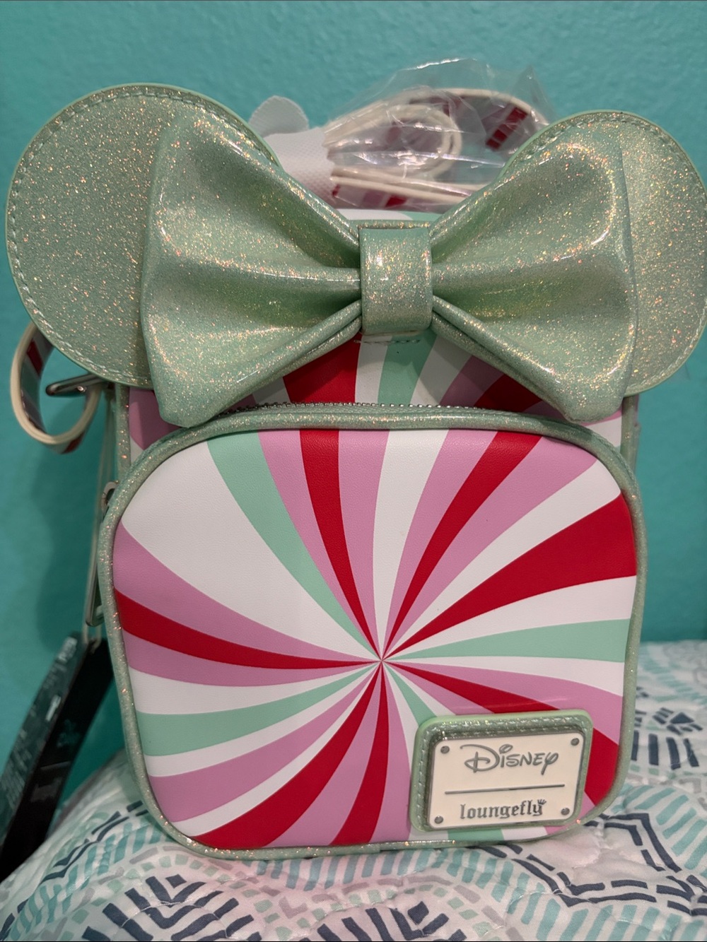 Loungefly Disney Minnie Mouse Peppermint Crossbody Bag Purse NWT